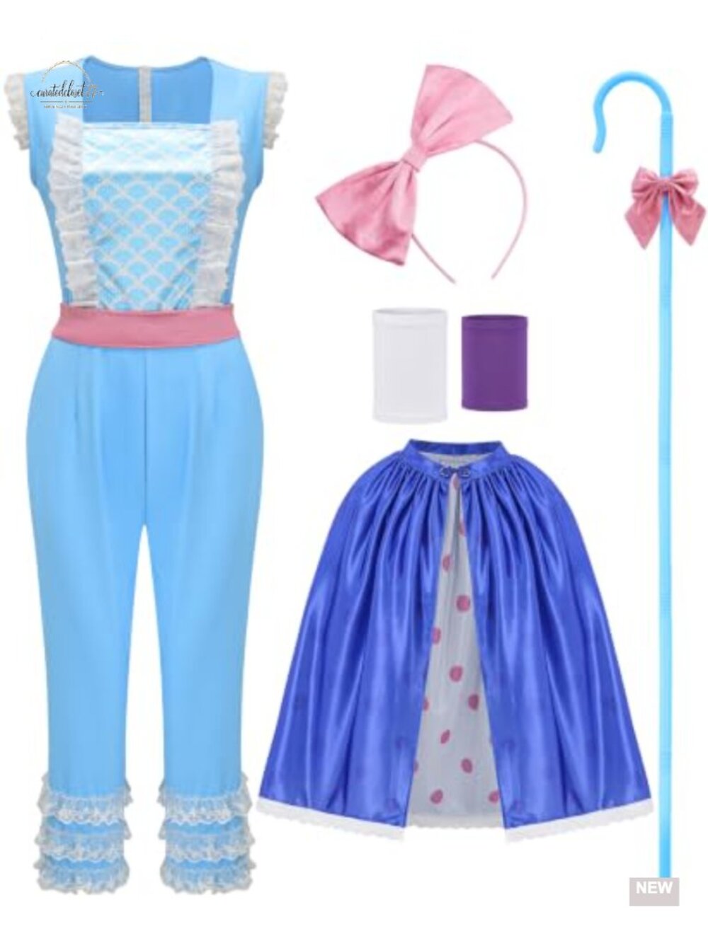 Halloween Costume Set: Jumpsuit, Cape, Staff & Headband, Women's Small, Cotton